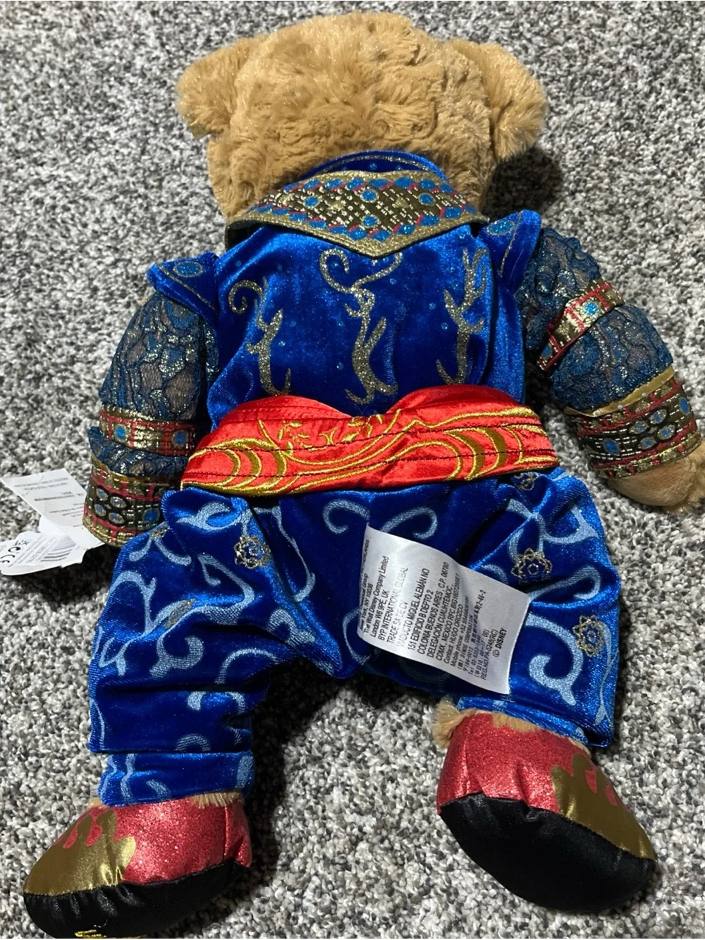 Disney Aladdin Genie Bear Plush 17 Inch Stuffed Animal Toy Brown Blue Red